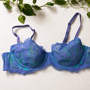 Victorias Secret Very Sexy Purple Teal Unlined Demi Lace Bra 34C
